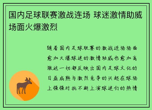 国内足球联赛激战连场 球迷激情助威场面火爆激烈